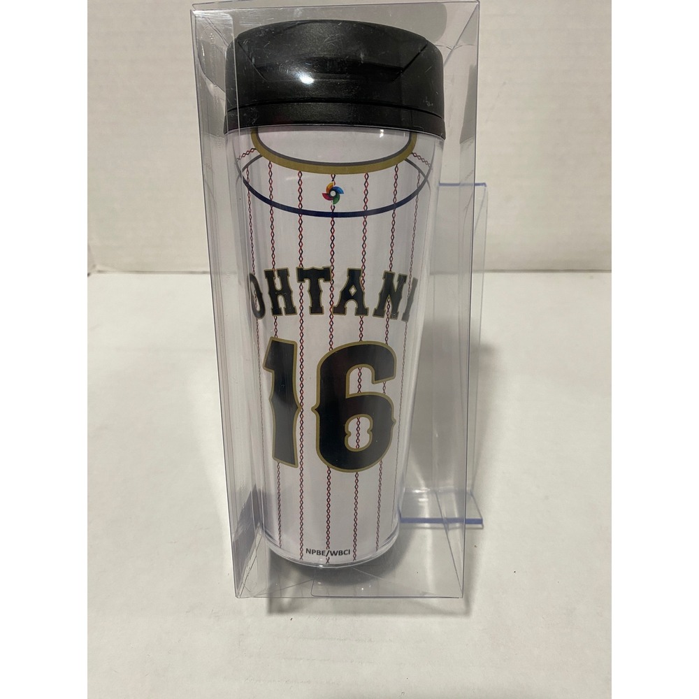 WBC Shohei Ohtani #16 Japan Team Travel Tumbler Pinstripe Jersey Design White